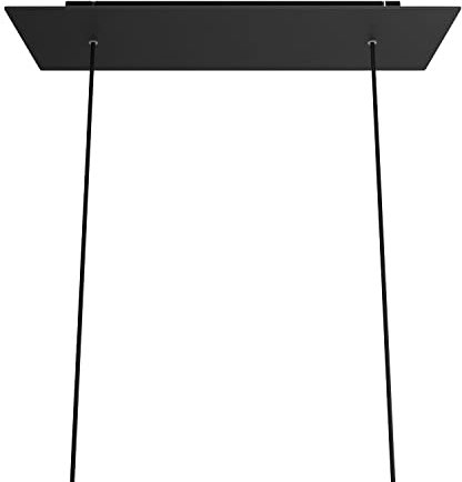 creative cables Rosace XXL Rose-One rectangulaire à 2 Trous et 6 Trous latéraux, Dimension 675 x 225 mm - Noir Mat Dibond, Noir