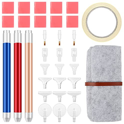 Haisheng 1 Set LED Diamond Painting Stift 5D Diamond Painting Werkzeug Diy Diamant Malerei Kits Punkt Bohrstift mit Licht Dimontpainting Set Kunsthandwerk DIY Stift set mit Filzstiftetui für Deko