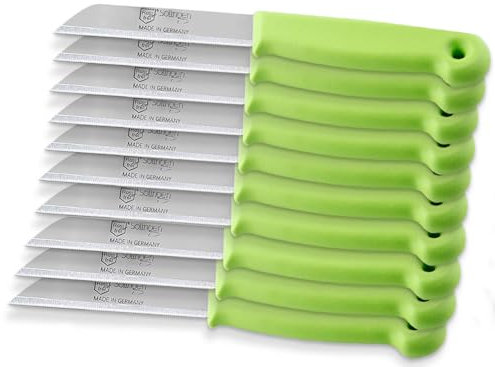 Set de couteaux de cuisine de Solingen Fabriqué en Allemagne avec une lame tranchante pour couper avec précision les fruits et légumes, lot de 10 (Long-Dentelée)