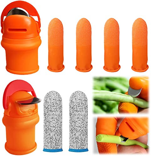 Coltello per Pollice, RosyFate 8 pezzi Gardening Thumb Knife, Coltello da Pollice in Silicone, attrezzi giardinaggio, per Giardinaggio, Raccolta di Ortaggi e Frutta