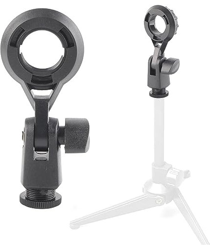 Cyrank Microphone Shock Mount, Anti Vibration Suspension Holder Clip for 22mm/0.9in Microphones, Black Plastic, Compact Style