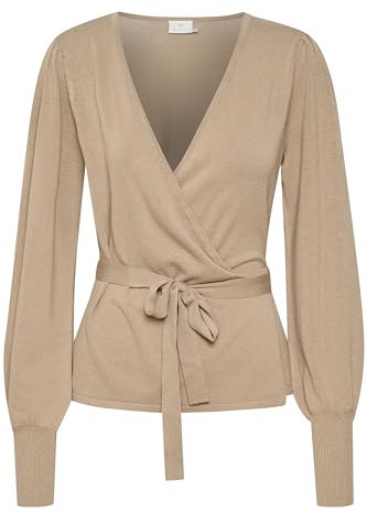 KAFFE Strickjacke KAanno Damen Strikjacke Langarm Wrap Cardigan Wickeljacke XL, Feather Gray Melange XL