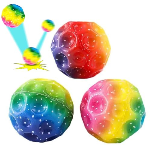 Qinsky Balle Rebondissante de Lune,3 Pcs Boules de Lune Balle de Rebond Haut Moon Bouncing Ball Super High Bouncing Ball pour Cadeau de Fête