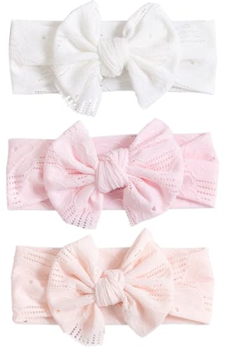 ZOKJSW süße Nylon Haarbänder für Mädchen Elastische Weiche Kopfbedeckung Bowknot Kinder Kleinkinder Stirnbänder Baby (3er Pack)