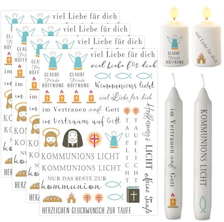 ALLAVA 4 stycken stearinljustatueringar nattvard A5, ljustatueringskommunion, ljusstake för konfirmation, nattvardsgång eller dop, nattvardsgång ljus (nattvardsgång C)