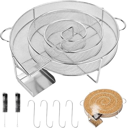 Générateur de fumée froide en acier inoxydable 304 avec brosse et crochet à viande, réutilisable, rond, pour tous les appareils de fumage à barbecue
