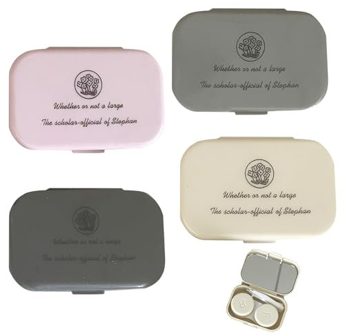 MADGININE Contact Lens Cases 4 PCS, Portable Storage Box with Mirror, Tweezers & Wearing Stick, L & R Caps for Travel
