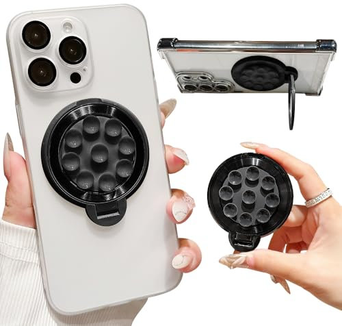 KOEMCY Soporte Anillo Circular Multifuncional Smartphone Ventosa Ajustable Agarre Plegable Rotación 360 Grados Compatible Todos Modelos Teléfonos