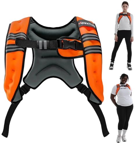 ApexTide Weighted Vest for Women Men 3/5/8kg, Big Bust Breast Friendly Single Strap, Adjustable Sides for Larger Builds, Reflective Stripe for Gym Strength Training Yoga Running Walking (Orange 3kg)