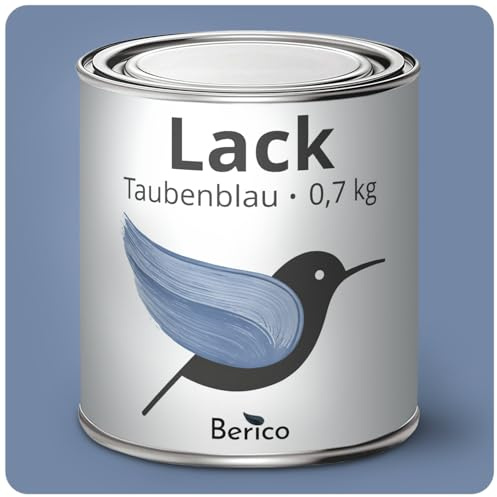 Berico Acryllack - Taubenblau Hellblau Blau - 0,7 Kg - 4in1 Lack Buntlack Möbelfarbe Möbellack - Für Innen und Außen - Holz, Möbel, Metall & Fliesen