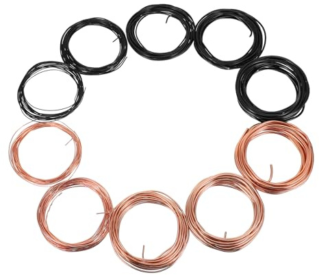 BESTonZON Alambre de Aluminio para Bonsáis 10 Piezas, 5 M Multicalibre (1.0mm-3.0mm), Colores Marrón Claro y Negro, Alambre para Entrenamiento de Ramas, Manualidades y Jardinería Avanzada