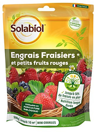SOLABIOL Engrais Fraisiers Et Petits Fruits - 500g -Stimulateur de croissance - Nutrition longue durée - Utilisable en Agriculture SOFRAY500