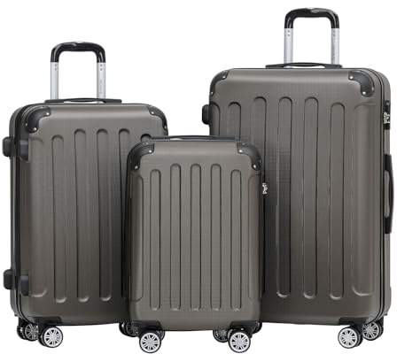 BEIBYE 2045 Zwillingsrollen 3tlg. Reisekoffer Koffer Kofferset Trolleys Hartschale in 20 Farben (Coffee)