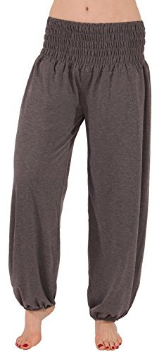 FASHION YOU WANT Damen Haremshose Pumphose Aladinhose Sommerhose Modal Jogginghose Yoga Pilates Stretch Hosen Pants Relax Festivalhose ideal für Sport und Freizeit (52/54, dunkelgrau)