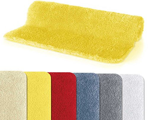 Spirella - Tapis de Salle de Bain Microfibre FINO, Antidérapant, Séchage Rapide, Poils Longs 25 mm, Lavable en Machine + Sèche-Linge - 50 x 80 cm - Jaune