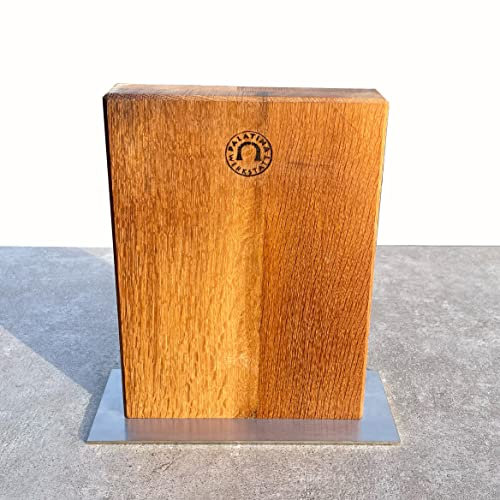 Atelier Palatine ® | bloc à couteaux magnétique exclusif et vide | Fabriqué à la main à partir des douelles de vieux tonneaux de vin