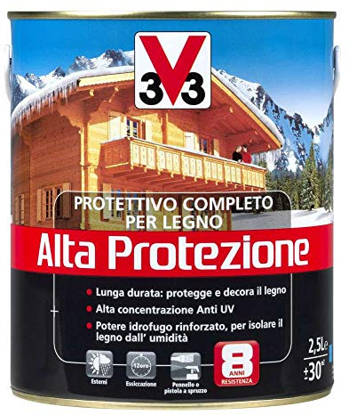 V33 Protettivo Completo per Legno a Solvente Alta Resistenza Noce Medio 2,5L