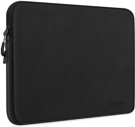 Alfheim 15.6 inch laptop sleeve，Waterproof Shock Resistant Fashion Lightweight PU Leather Bag Case for Notebook Tablet iPad（Black）
