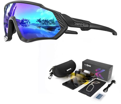 KAPVOE Polarisations-Fahrradbrillen,5 austauschbare Gläser,Unisex-Sportsonnenbrillen für Männer und Frauen,geeignet für Radsport,Mountainbiken,Laufen,Angeln,Rudern,Golf 05