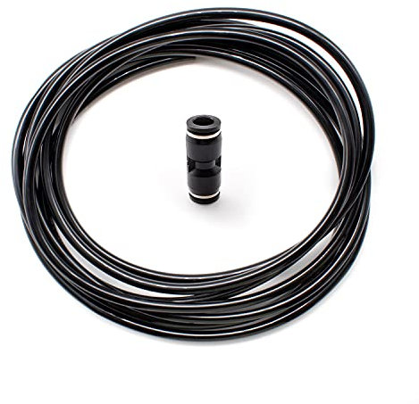Luftschlauch 8mm Außen x 5mm Innen, SRJQXH 5m Schwarz Druckluftschlauch mit 8mm Pneumatik Steckverbinder, Pneumatik Schlauch ist Geeignet für Pneumatische Geräte und Luftkompressor