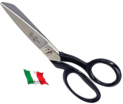 Ultima 6 Inch Bent Handle General Purpose Scissors – Drop Forged Carbon Steel Trimmer Sheers, Chrome Plated with Black Bent Handles, Made in Italy