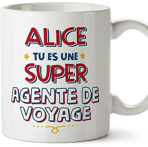Mugffins Tasses Personnalisables pour AGENTE DE VOYAGE femme - En Français - Cadeau Personalisé- Tu es Super - 11 oz / 330 ml