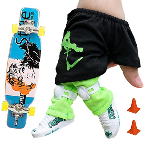 Vigcebit Finger Toys Scooter | Finger Scooter Skateboard with Pants and Shoes,Halloween Favor Kids' Game Toys
