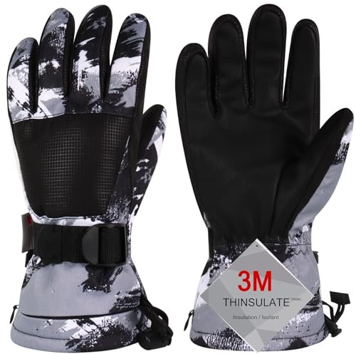 Odtmger Ski-Handschuhe, Winterhandschuhe, wasserdichte Winter-Ski-Handschuhe, warme, atmungsfähige Schneehandschuhe für Jungen und Mädchen, die im Freien im kalten Winter Sport Treiben