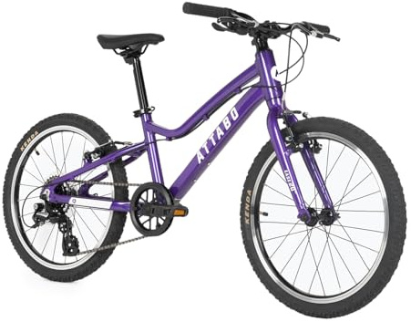 ATTABO Ease 20 Kinderfahrrad 20 Zoll – leichtes Aluminium-Bike mit Shimano Altus 7-Gang Schaltung – ergonomischer BMX-Lenker & niedriger Einstieg – Fahrrad für Kinder 6–9 Jahre (115–135 cm) (Lila)