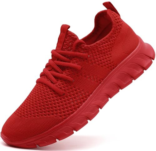 Damyuan Damen Sportschuhe Schuhe Sneaker Turnschuhe Laufschuhe Tennisschuhe lechit Fitnessschuhe Slip on Walkingschuhe rot 40