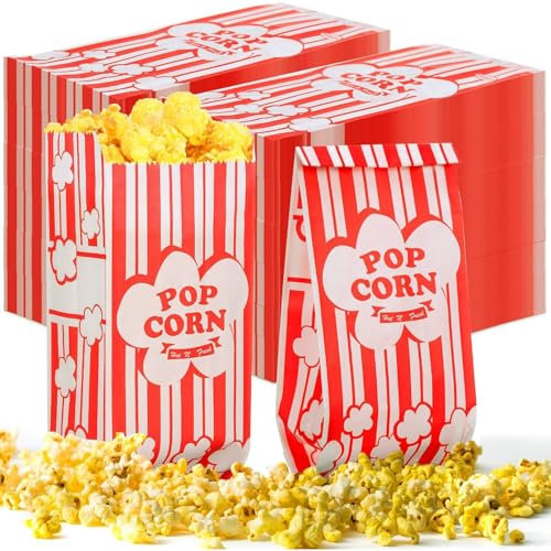 Popcorn Tüten,100 Stück Kleine Papier Box Süßigkeitentüten Papiertüten Partytüte Popcorn Maschinen Zubehör für Party, Familienfeier, Geburtstagsfeier,Weihnachten (100)