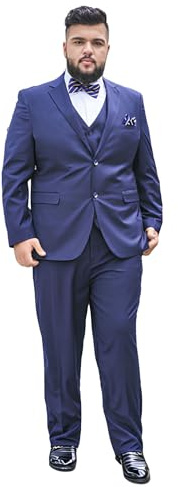 Costume 3 Pièces Pour Homme, Costumes Homme De Grande Taille, Ensemble Veste Et Pantalon De Mariage Léger À 2 Boutons Pour L'été(Navy,9XL)
