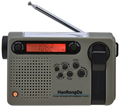 Karlak Radio d'urgence extérieure portable AM FM SW Radio solaire à manivelle avec lampe de poche LED 2000 mAh Batterie SOS Alarme