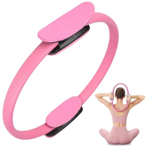 Toerjii Pilates Ring mit Rutschfesten Griffen,Weicher-Polsterung Pilates Zubehör Beckenboden Trainingsgerät 37 cm für Bauch Beine Po Heimtraining und Studio-Workout (Rosa)