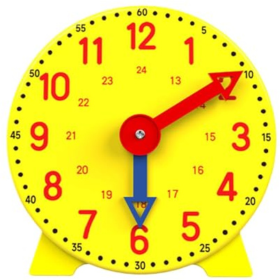Reloj de Aprendizaje Analógico Juguete Interactivo Instrumento Didáctico Modelo de Números con Soporte Integrado Adecuado para el Aprendizaje, 24 Horas