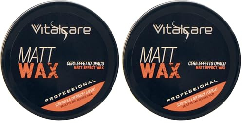 Vitalcare | Matt Wax - Cera con Effetto Opaco, Cera per Capelli Uomo Professionale, per Capelli più Scolpiti e Definiti, 100 ml (Confezione da 2)