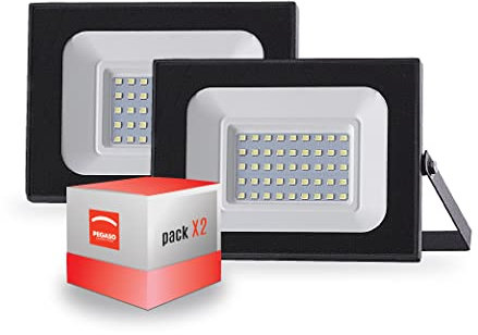PEGASO - SET DI 2 FARO LED FLOODLIGHT - da esterno IP65-30W - FARI LED con LUCE BIANCA NATURALE 4000K - design ULTRASOTTILE - 2400 LUMEN