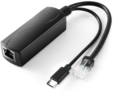 Revotech Type C Activo PoE Divisor, 48V PoE a USB C 5V/2.4A Salida Adaptable, 10/100Mbps Cumple con IEEE802.3af/at, PoE Divisor Adaptador para Dispositivo USB C/Pi 4B/4B+ (TYPEC0502)