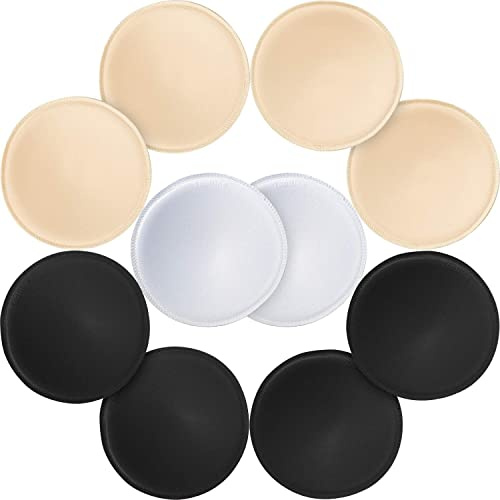 URSMART 5 Pairs Round Bra Inserts Pads, Removable and Washable Bra Cups Inserts for Bikinis Top Swimsuit Sport Bra (B/C Beige White Black 5 Pairs)