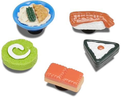 Crocs 5-pack Food Jibbitz Shoe Charms, Encantos para zapatos, Unisex adulto, 3D Mini Sushi Party, Talla única