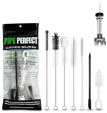 Pipe Perfect Original Cleaning Brush Set – Multi-Size Detail Brushes for Glass, Bottle, Tube & Narrow Openings | Deep Cleaning Kit for Hard-to-Reach Areas | Durable Reusable (Original Pack)