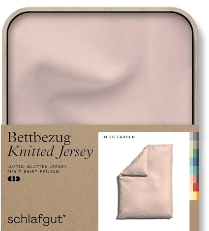 schlafgut Knitted Jersey Bettwäsche 135x200cm Bettdecke Bezug einzeln, Multicolor Uni, weich und faltenfrei mit Elasthan (Red Light, 135-140x200)