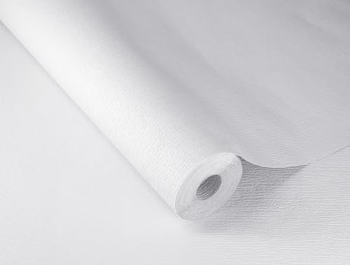 Rasch Papel pintado 201819 – Papel pintado blanco con estructura de yeso, 10,05 m x 0,53 m