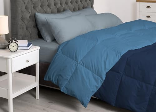 BIANCHERIAWEB Interno Imbottitura Piumino Invernale 300gr/mq In Piuma D'Oca Bicolor Matrimoniale Azzurro-Blu