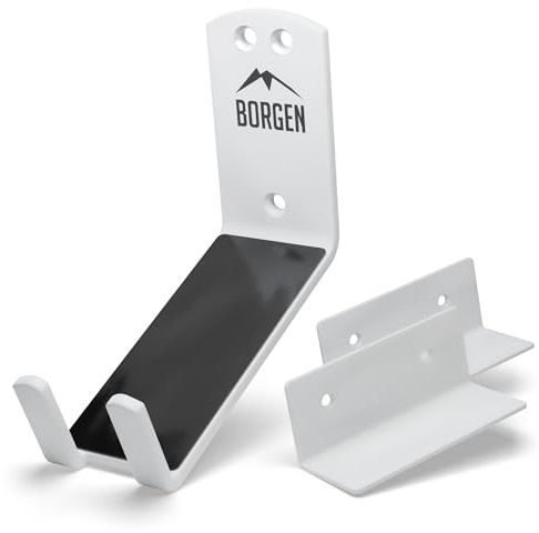 Borgen Bike Wall Mount Pedal Hook for E-Bikes, MTB & Road - Bicycle Wall Mount with Support Brackets and Wall Protection Pads, Suitable as Bike Rack Garage Bike Storage Shed and Bicycle Storage Indoor