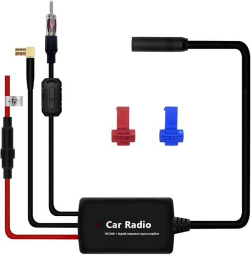 Car Antenna Amplifier DAB FM AM, Radio Signal Amplifier Booster, SMB Female to DIN Male Adapter