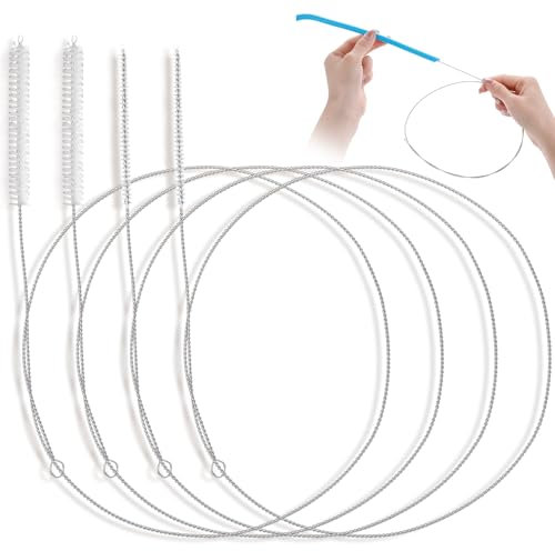 Piriuuo 4 Stück Schlauchbürste, Strohhalm Reinigungsbürst 1 m Edelstahl Bürste Flaschenbürste Extra Lange Bürste Schlauchbürste Reinigungsbürste für Kühlschrankablauf Strohhalmrohr, Schlauch, Flaschen