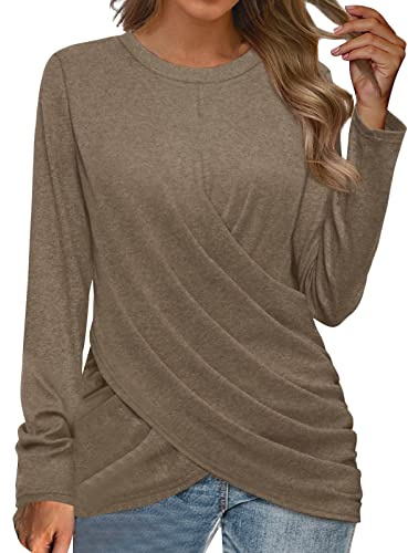 Uwdiohq Top a Maniche Lunghe da Donna Top Tunica Anteriore da Indossare con Leggings Maglia Maniche Lunghe Montagna Maglia Termica Donna Manica Lunga Maglietta Termica Calcio Magliette XXL Donna