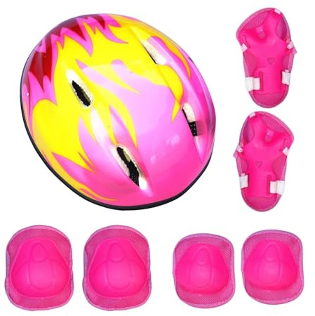 Générique Set di attrezzature di protezione per bambini | 7 Attrezzature di sicurezza per | Ideale per ciclismo, skateboard, pattinaggio a rotelle e scooter | Protezione completa