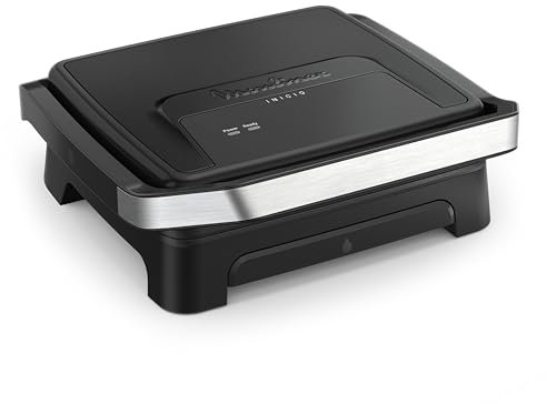 Moulinex Inicio, Plancha de Paninis y Grill 2 en 1, 2000W Potencia, Placas Antiadherentes, Superficie Amplia, Rápido Calentamiento, Fácil de Limpiar, Bandeja de Goteo, Apta Lavavajillas, GI271D10
